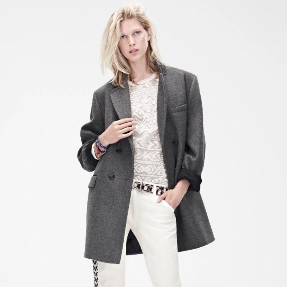 ISABEL MARANT X H&M Women's Grey Double Breasted Coat - Size US 2 / EUR 32
